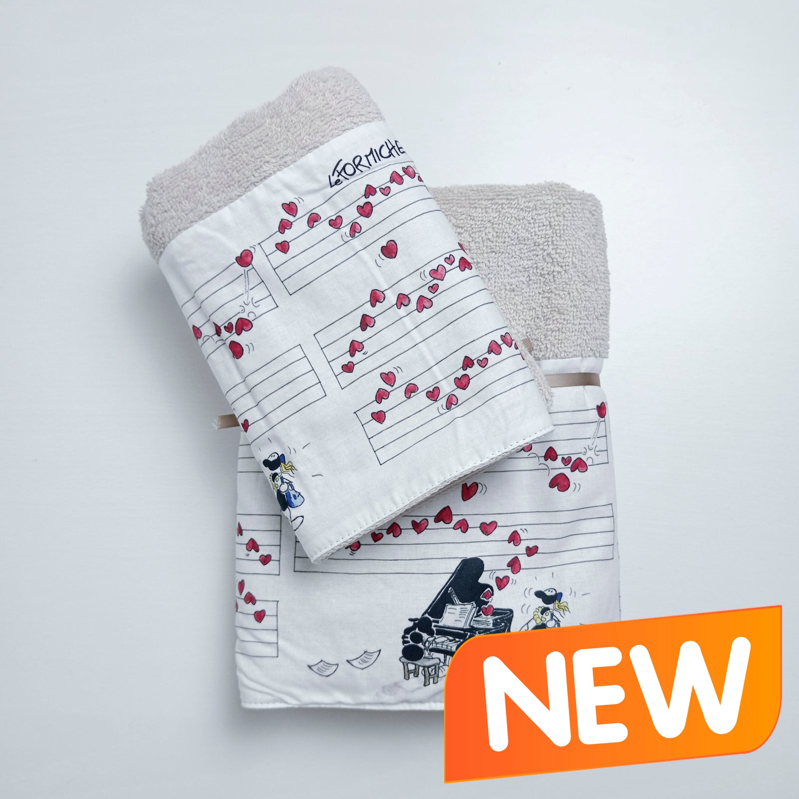 COUPLE SPONGE TOWEL + GUEST towels in cotton "Edelweiss" motif