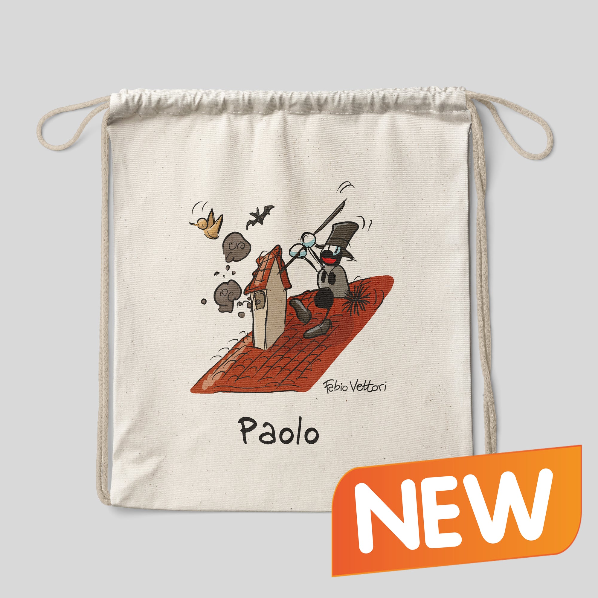 Personalized cotton backpack bag with "Chimney Sweep" theme