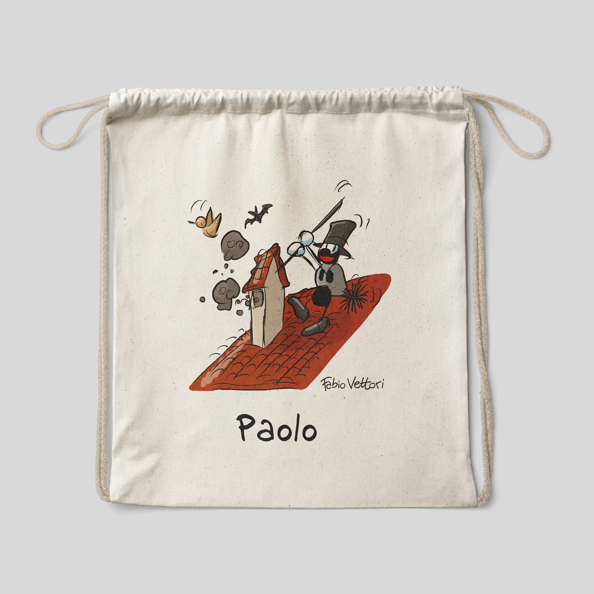 Personalized cotton backpack bag with "Chimney Sweep" theme