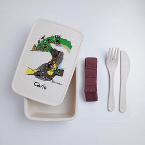 Lunch Box with Cutlery Holder Band Personalized with "Speleologo" Theme