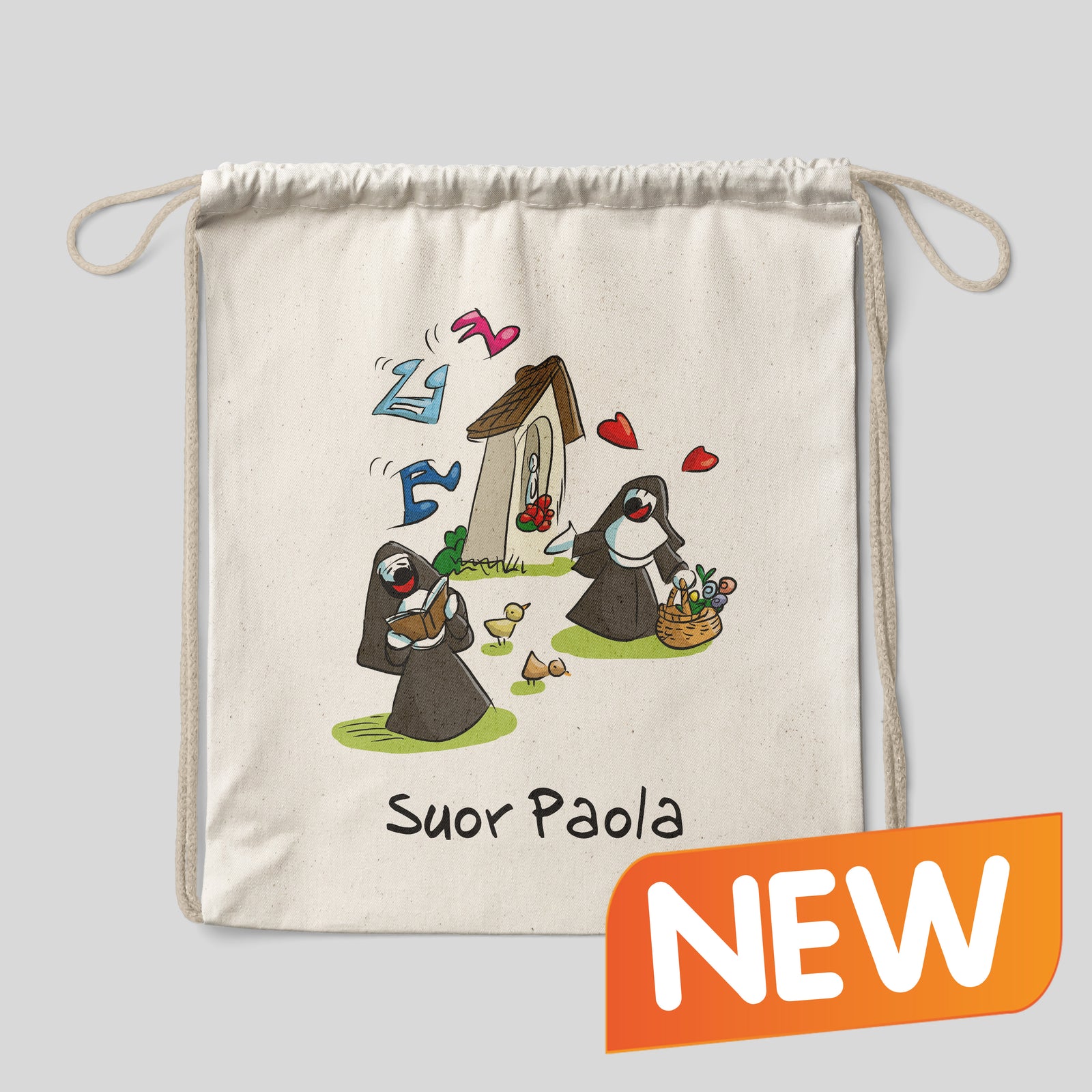 Sacca zaino personalizzata in cotone soggetto "Suore"
