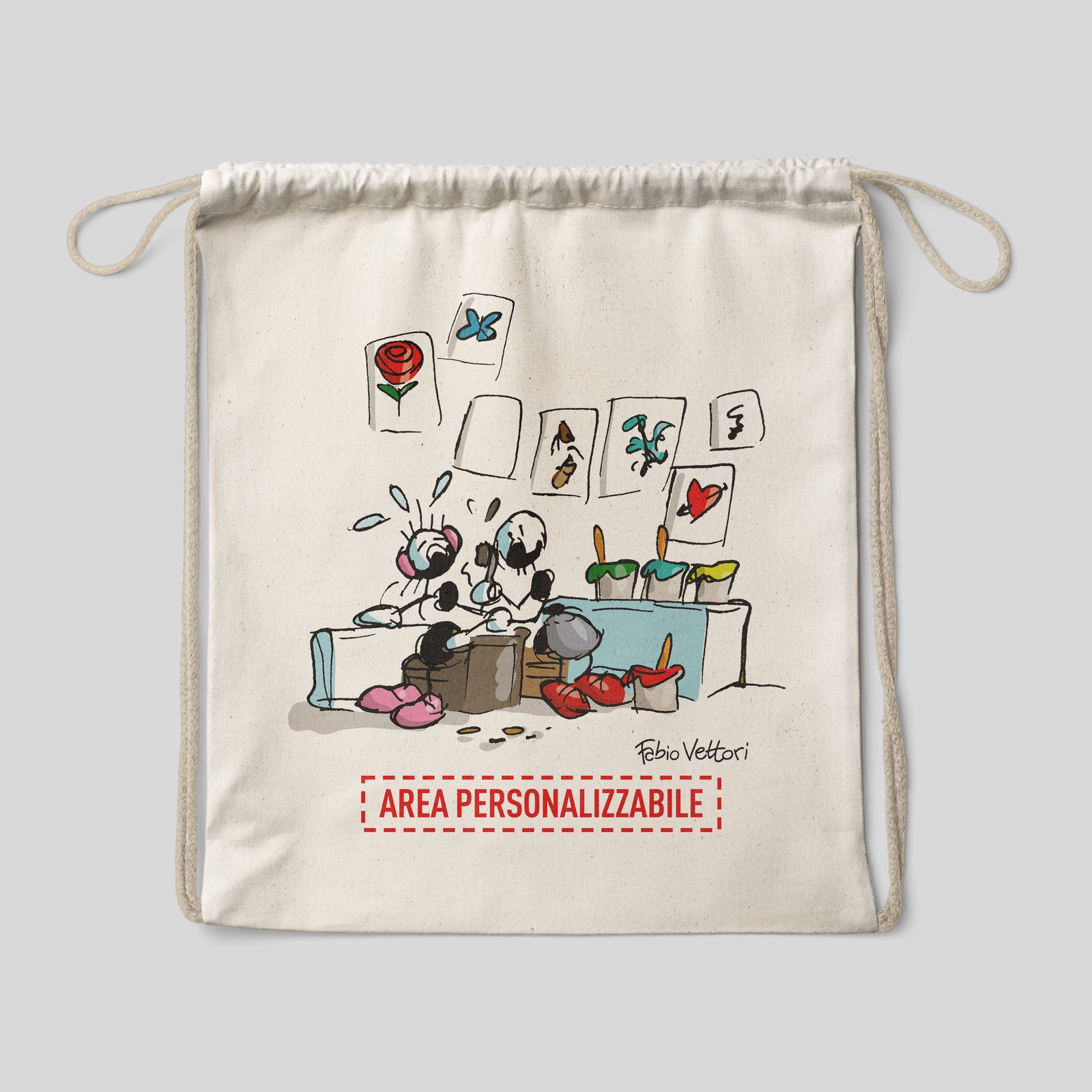 Sacca zaino personalizzata in cotone soggetto "Tatuatore"