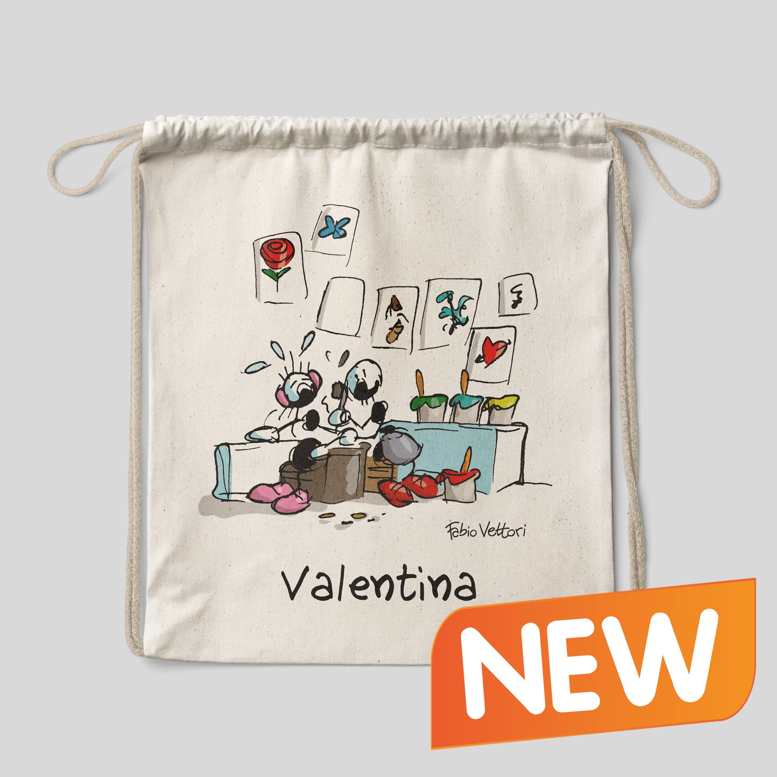 Sacca zaino personalizzata in cotone soggetto "Tatuatore"