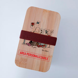 Scatola Porta Pranzo con coperchio in bambù e Posate Personalizzata soggetto "Tatuatore"