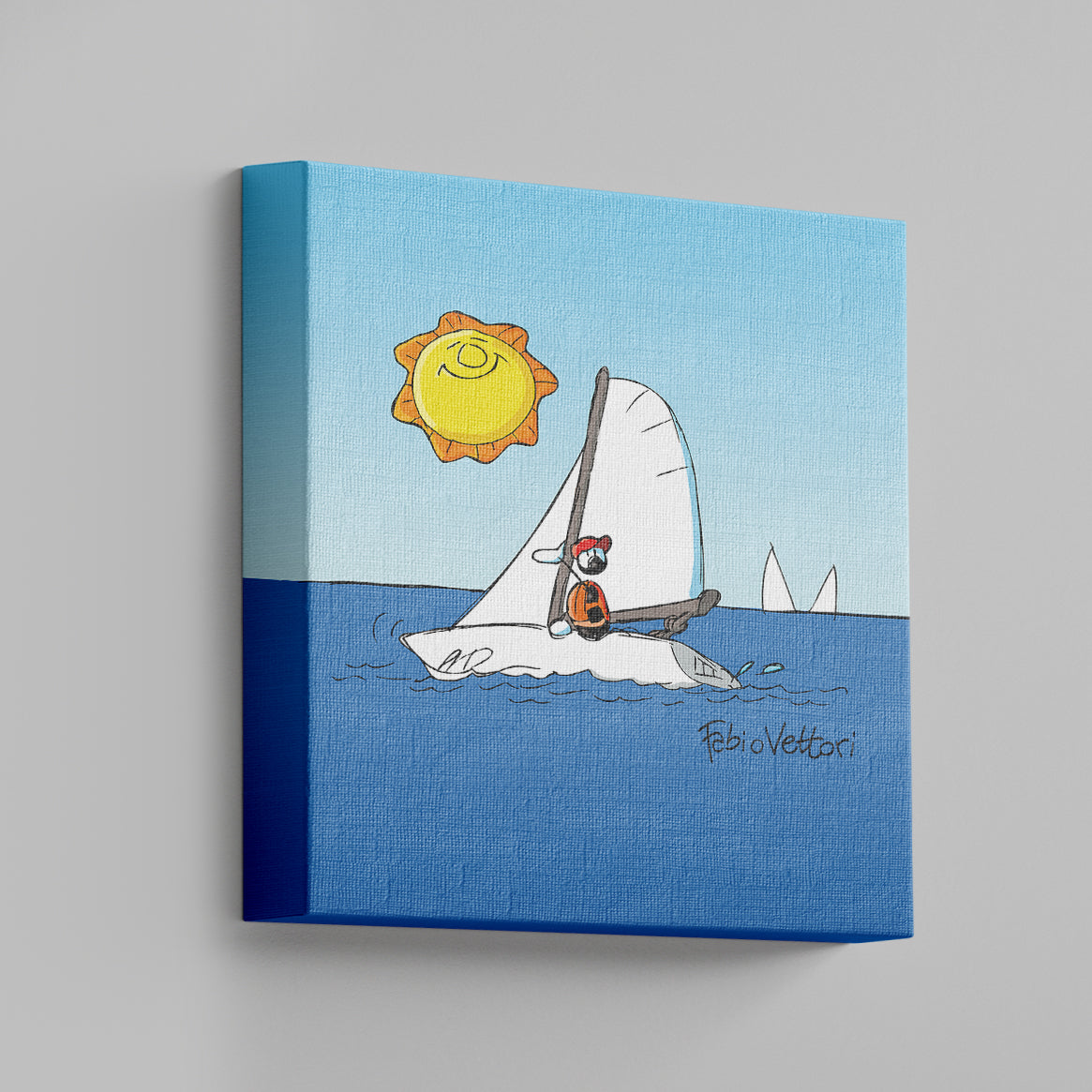 Tela "Barca a vela" 20x20 cm