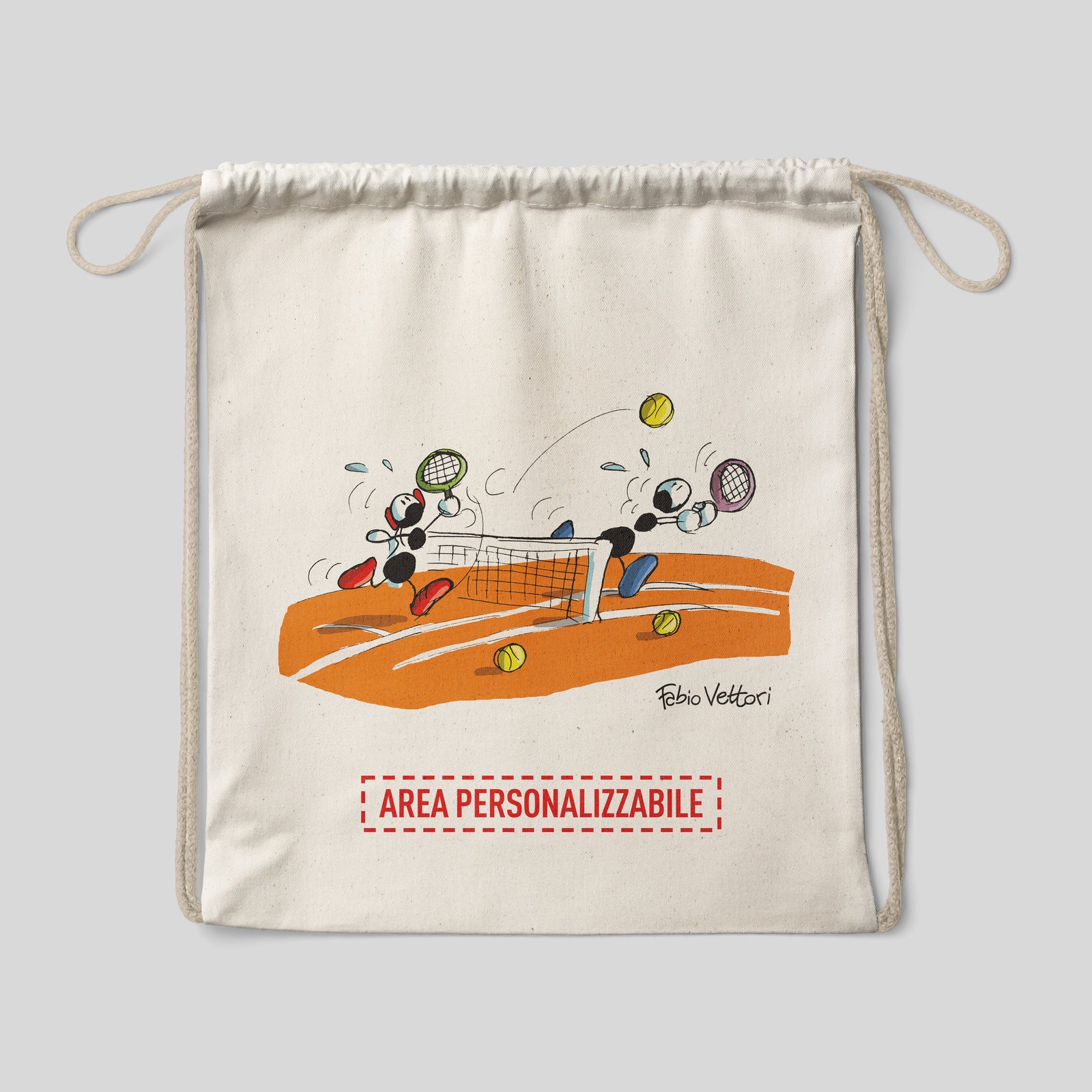 Sacca zaino personalizzata in cotone soggetto "Tennis"