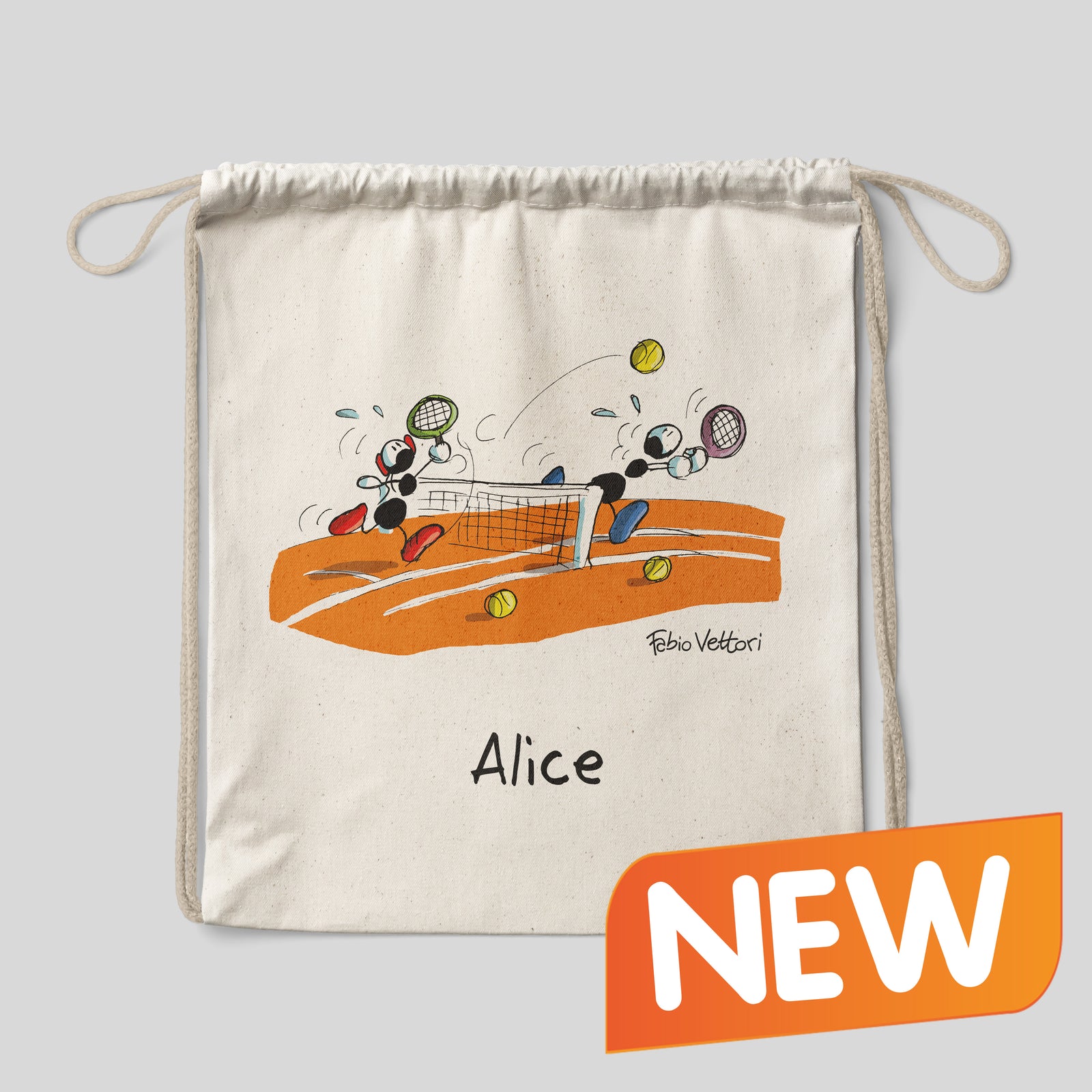 Sacca zaino personalizzata in cotone soggetto "Tennis"