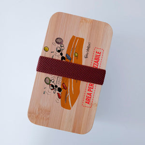Scatola Porta Pranzo con coperchio in bambù e Posate Personalizzata soggetto "Tennis"