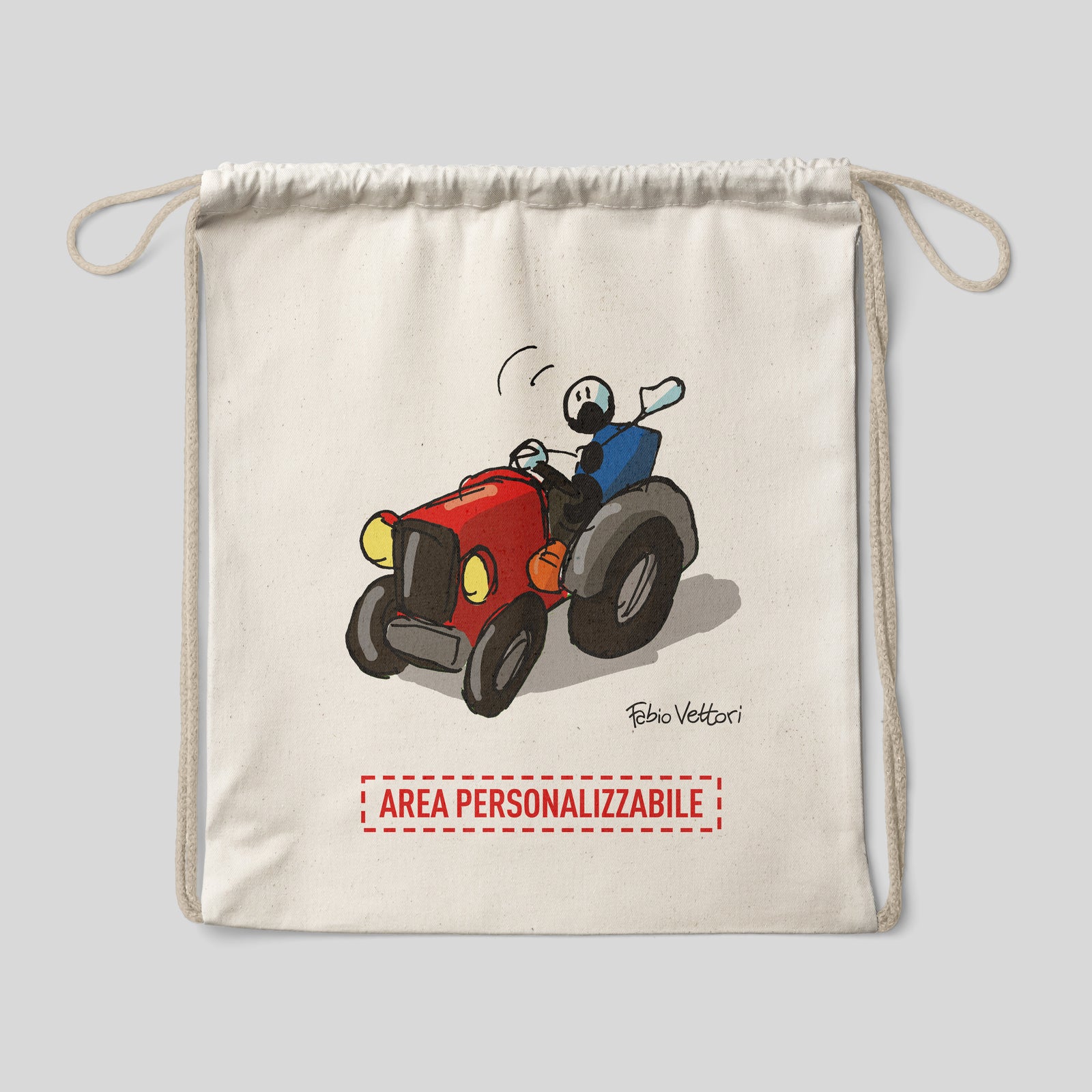 Sacca zaino personalizzata in cotone soggetto "Trattore"