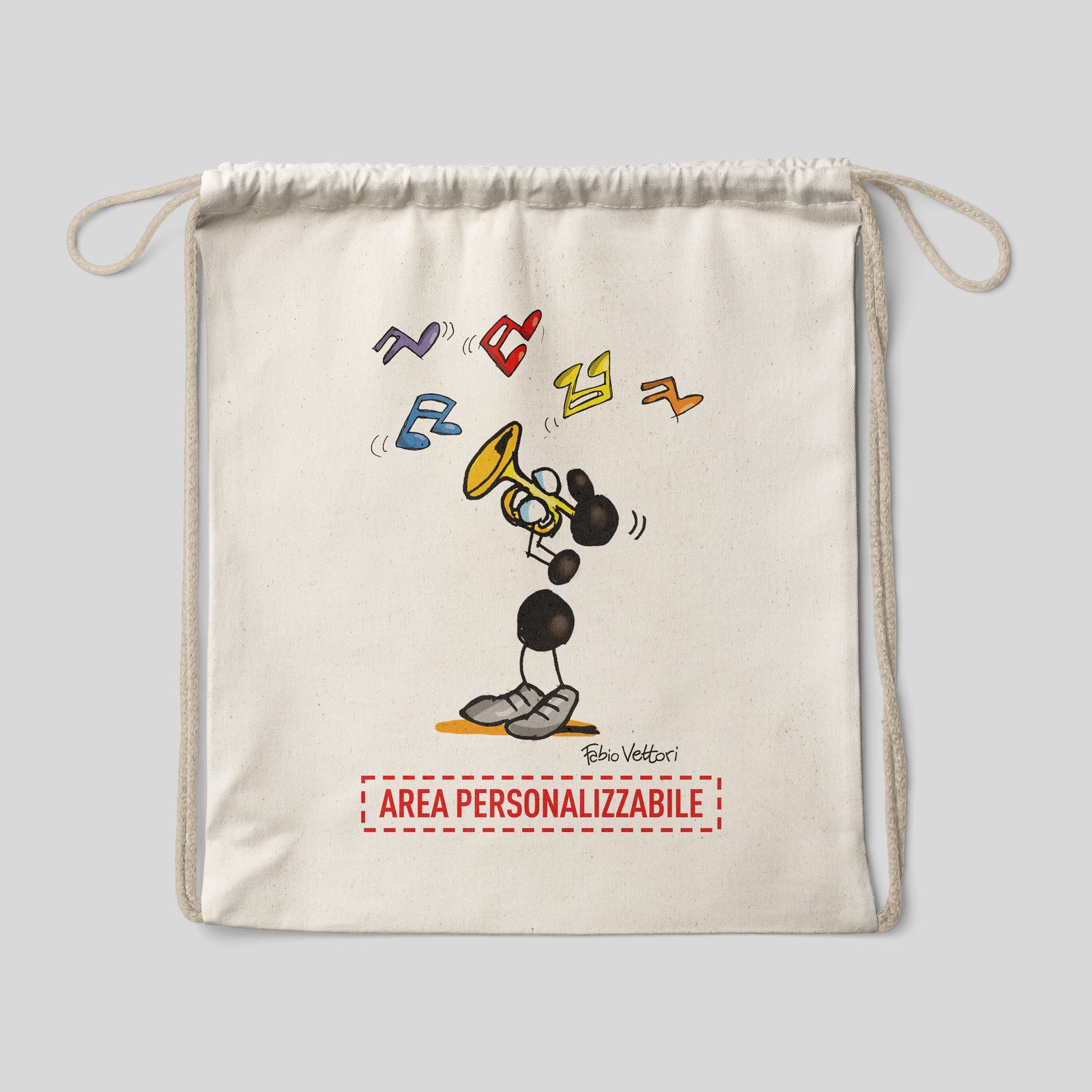 Sacca zaino personalizzata in cotone soggetto "Tromba"