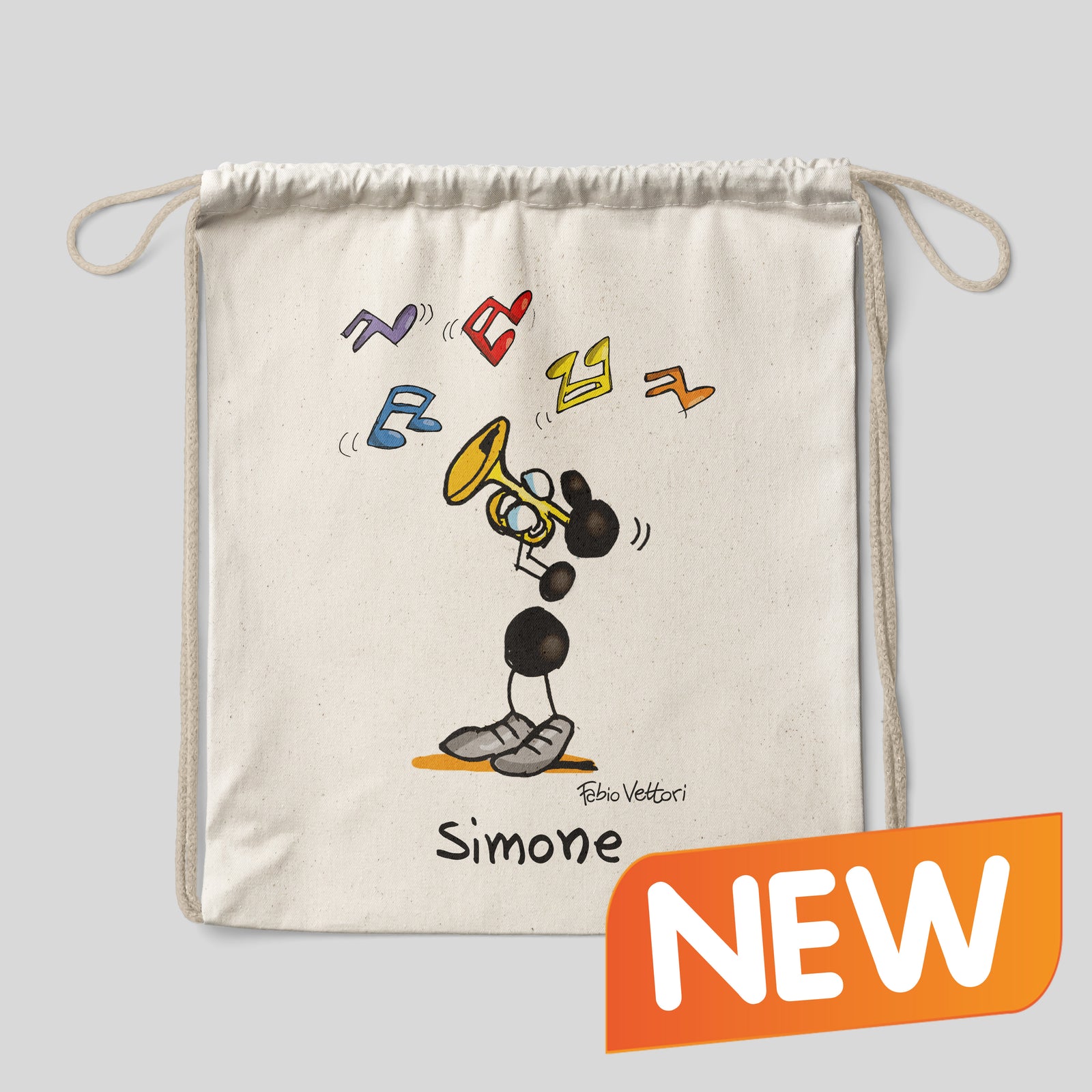 Sacca zaino personalizzata in cotone soggetto "Tromba"