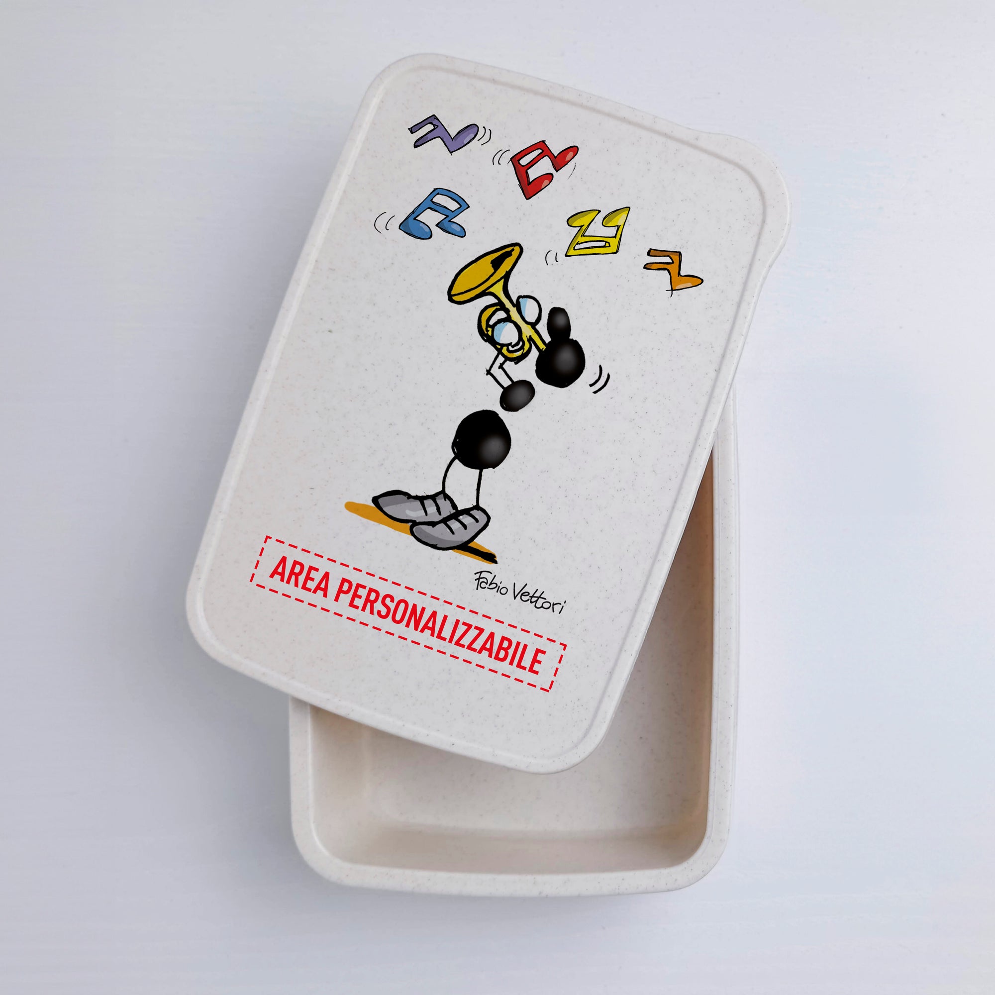 Scatola Porta Pranzo con Fascia Porta Posate Personalizzata soggetto "Tromba"