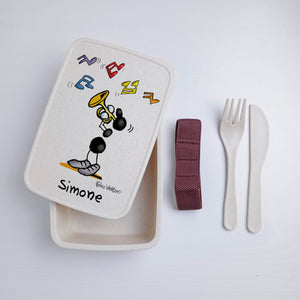Scatola Porta Pranzo con Fascia Porta Posate Personalizzata soggetto "Tromba"