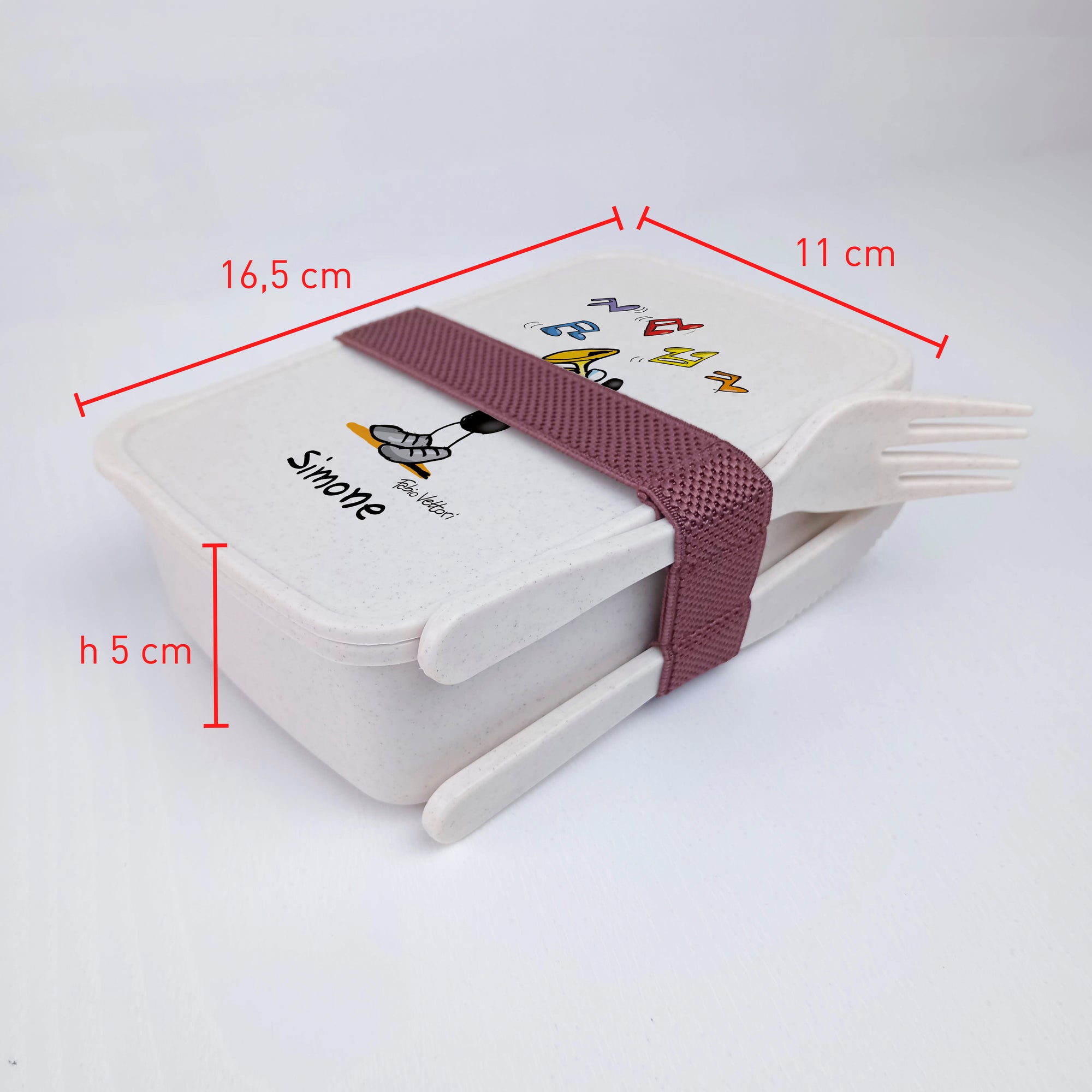 Scatola Porta Pranzo con Fascia Porta Posate Personalizzata soggetto "Tromba"