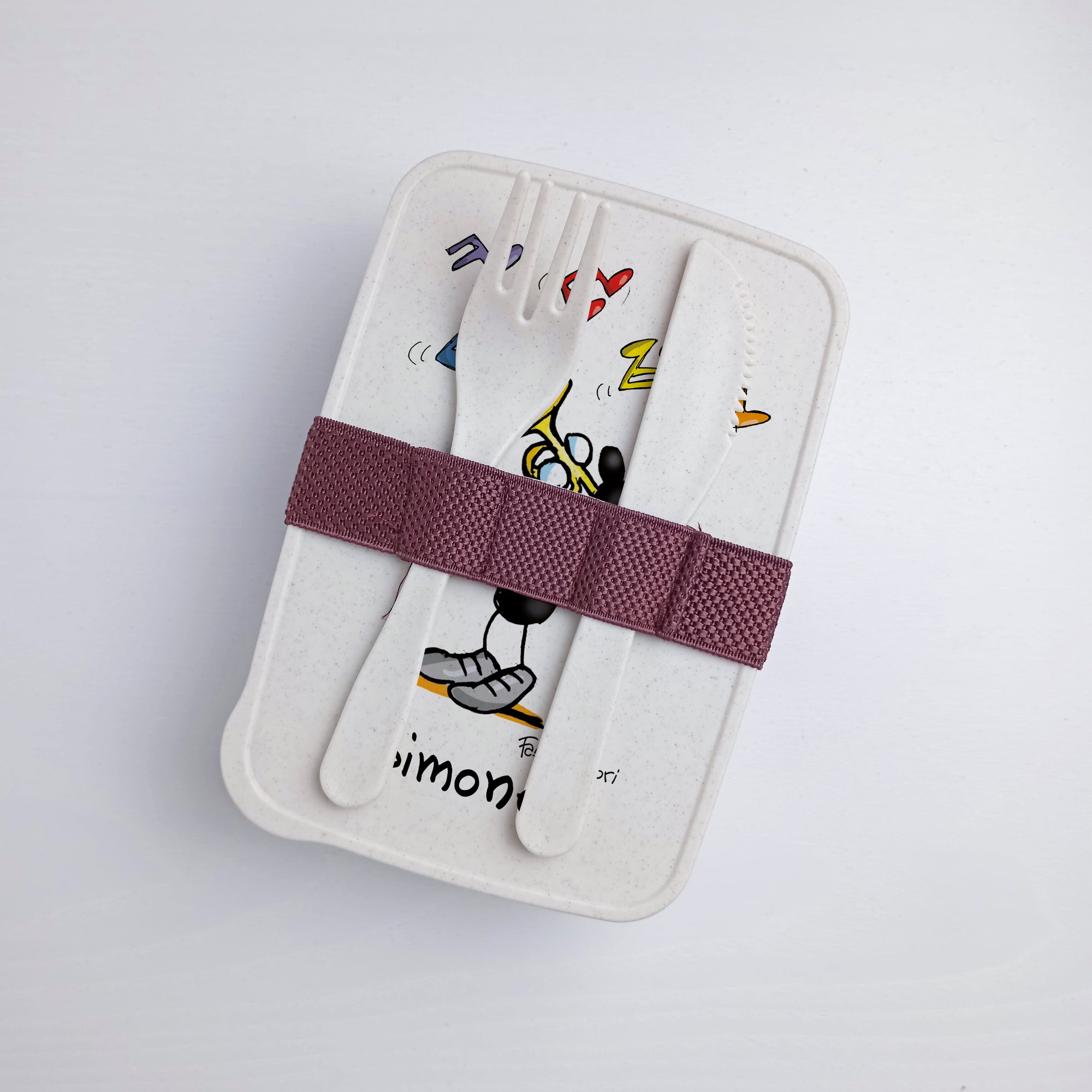 Scatola Porta Pranzo con Fascia Porta Posate Personalizzata soggetto "Tromba"