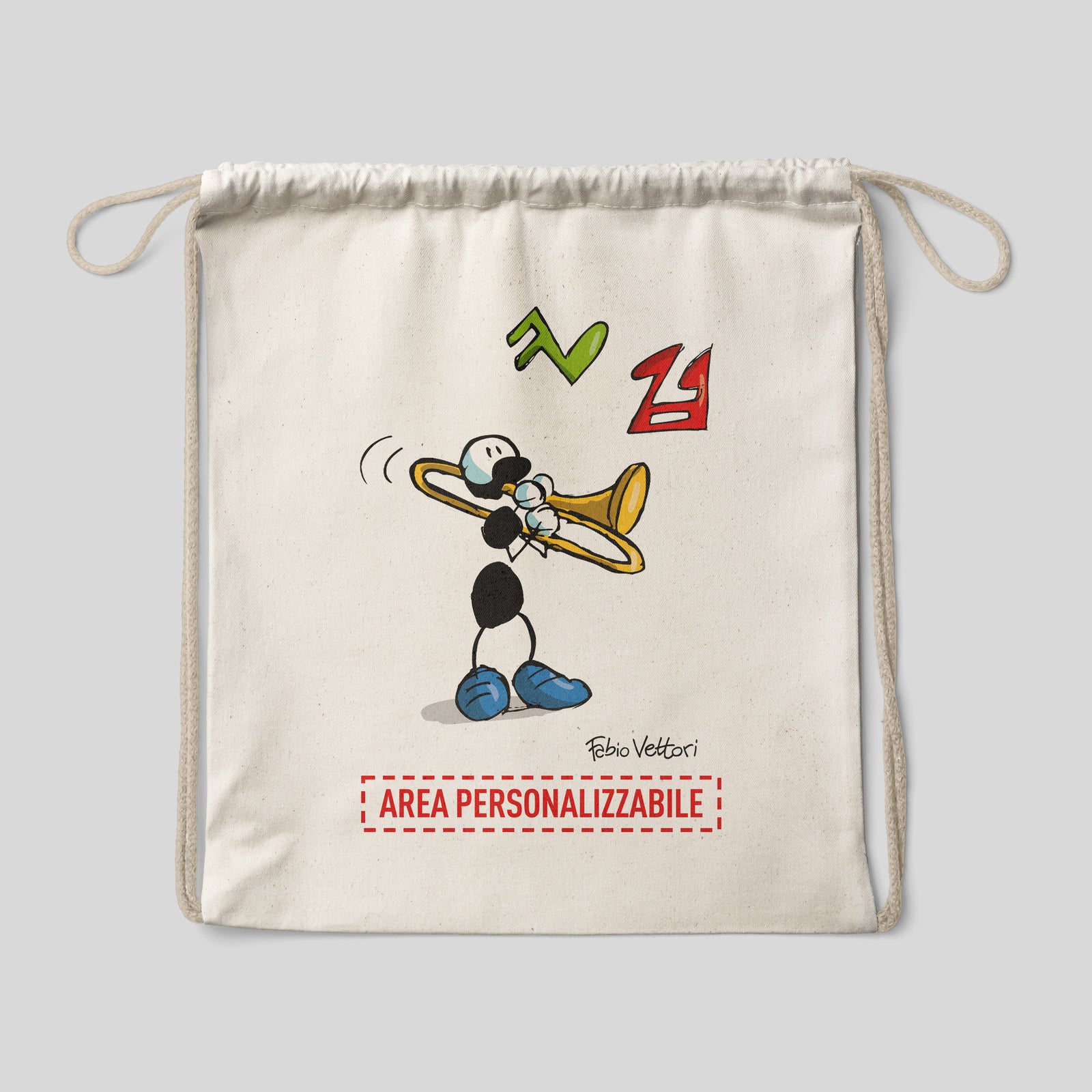 Sacca zaino personalizzata in cotone soggetto "Trombone"