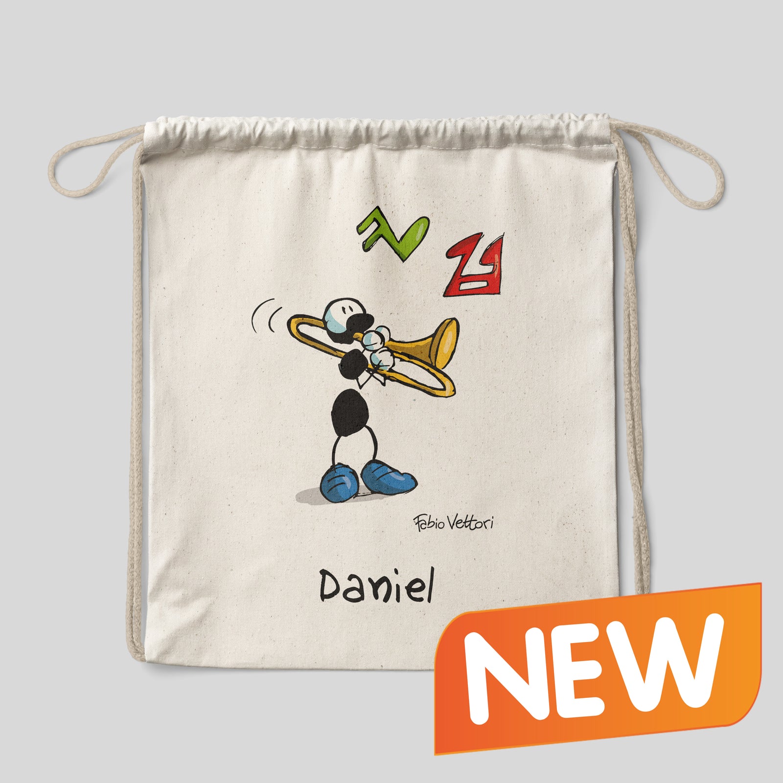 Sacca zaino personalizzata in cotone soggetto "Trombone"