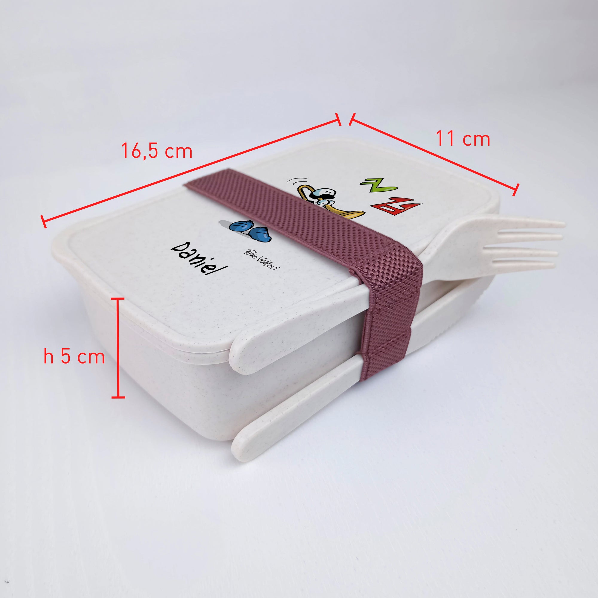 Scatola Porta Pranzo con Fascia Porta Posate Personalizzata soggetto "Trombone"