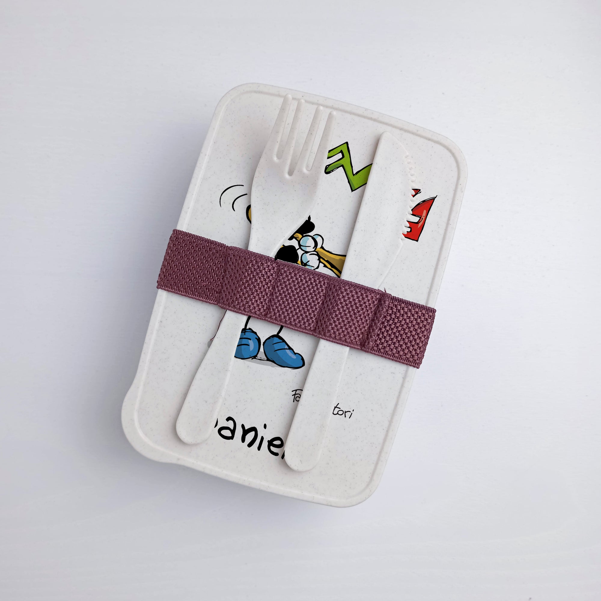 Scatola Porta Pranzo con Fascia Porta Posate Personalizzata soggetto "Trombone"