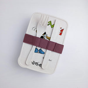 Scatola Porta Pranzo con Fascia Porta Posate Personalizzata soggetto "Trombone"