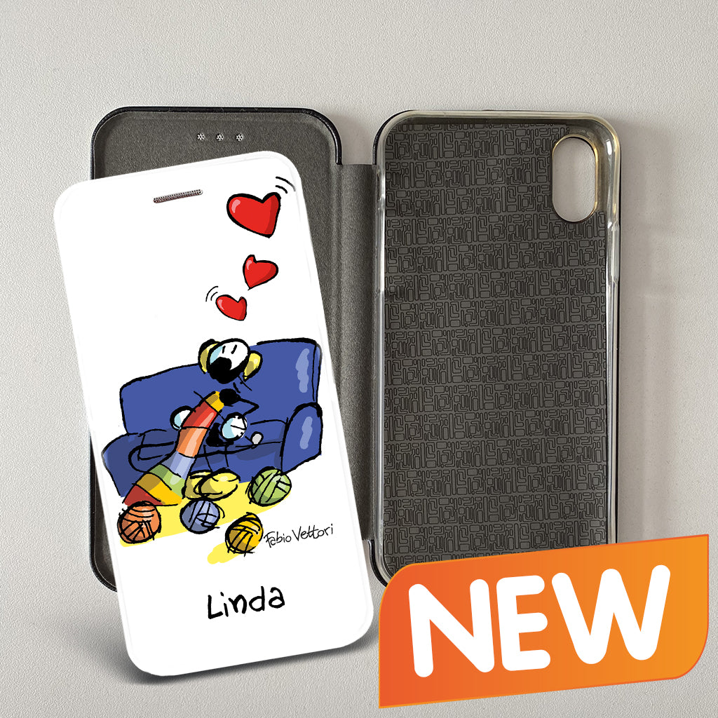 Artistic cover for Smartphone Personalized "Museum Guide" subject, model with "book" opening