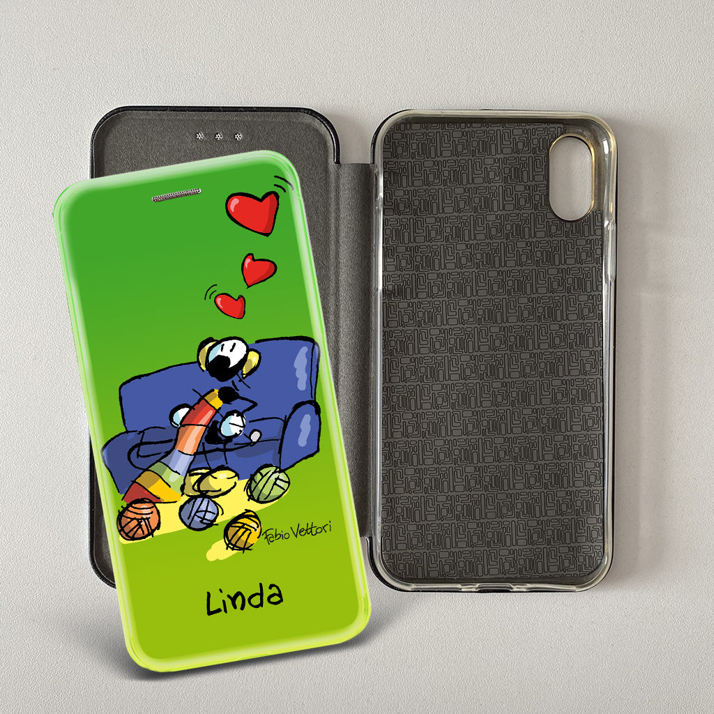 Artistic cover for Smartphone Personalized "Museum Guide" subject, model with "book" opening