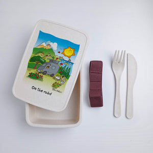 Scatola Porta Pranzo con Fascia Porta Posate Personalizzata soggetto "Van"