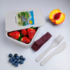 Scatola Porta Pranzo con Fascia Porta Posate Personalizzata soggetto "Van"