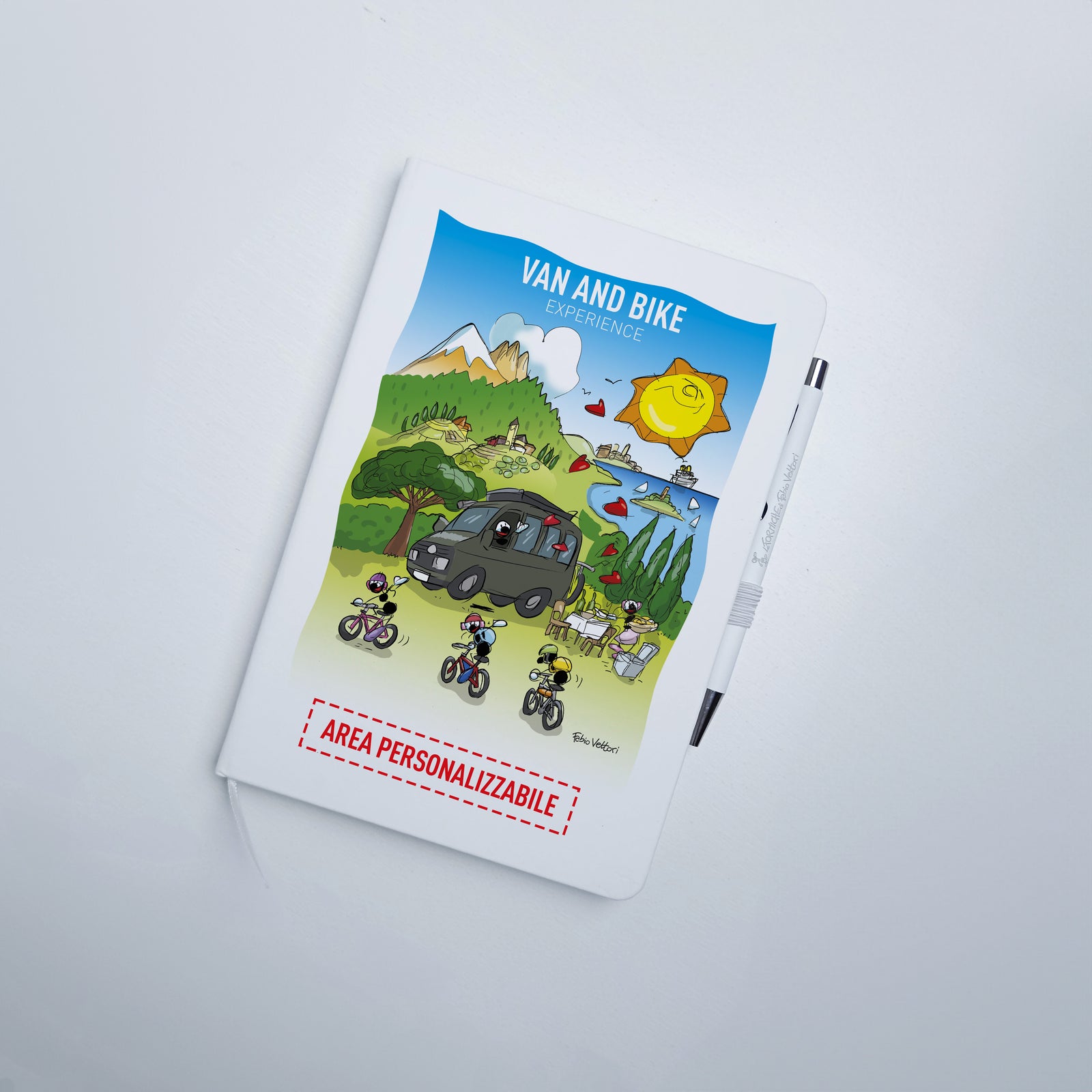 Quaderno A5 Personalizzabile con penna soggetto "Van and Bike Experience"