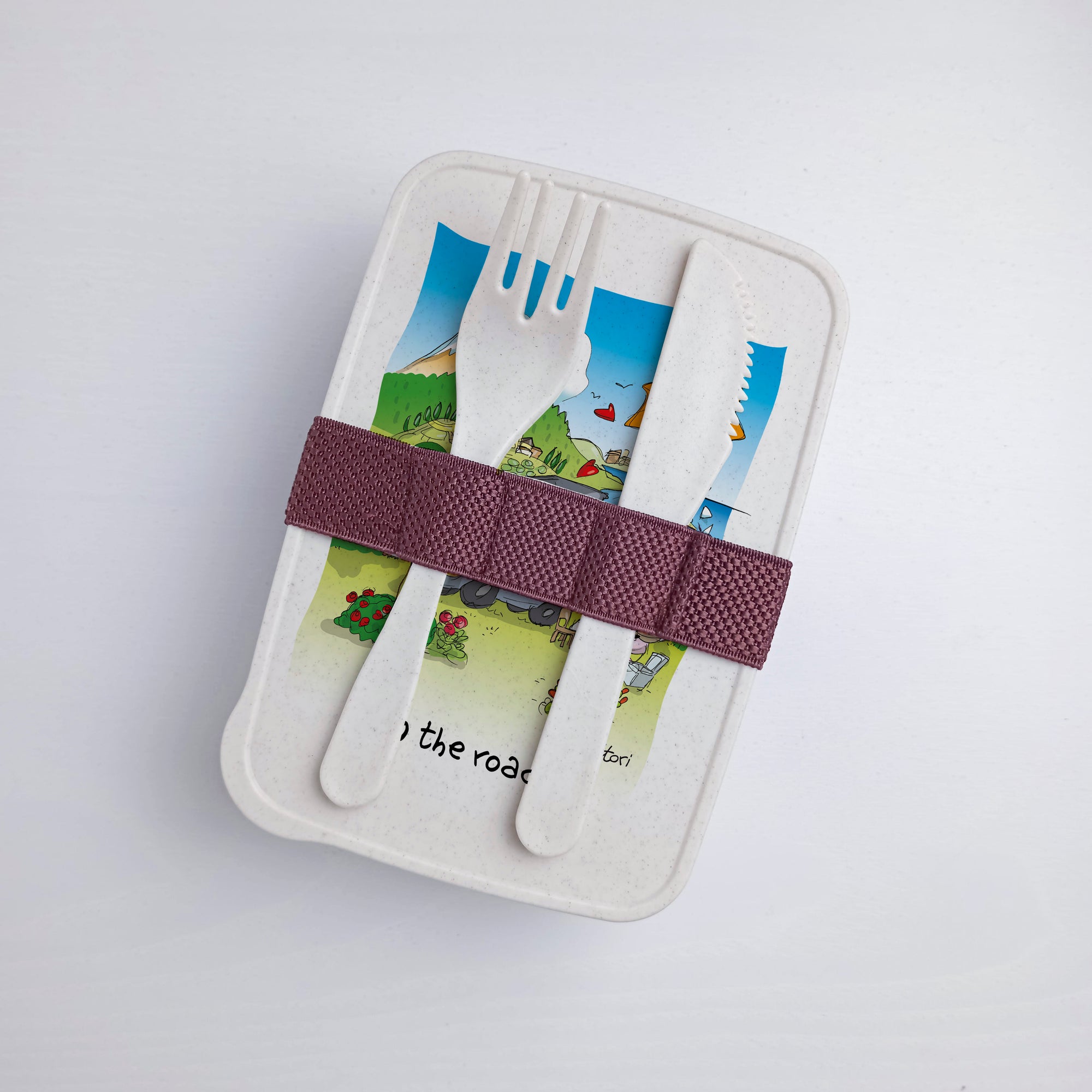 Scatola Porta Pranzo con Fascia Porta Posate Personalizzata soggetto "Van"