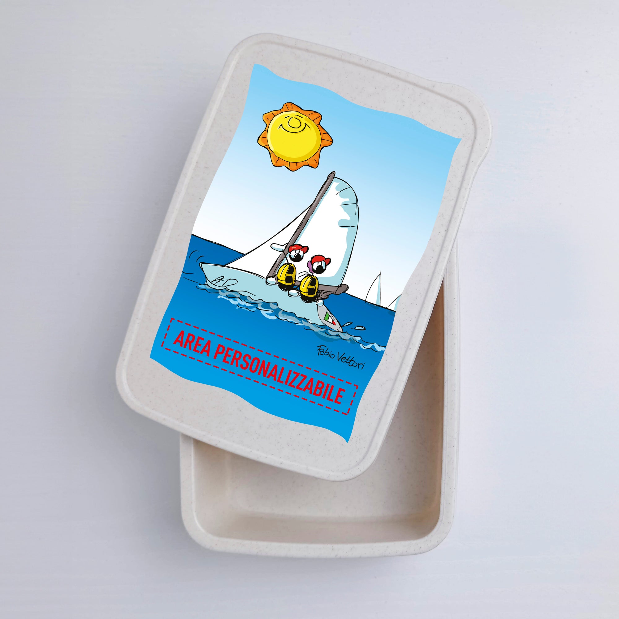 Scatola Porta Pranzo con Fascia Porta Posate Personalizzata soggetto "Vela"