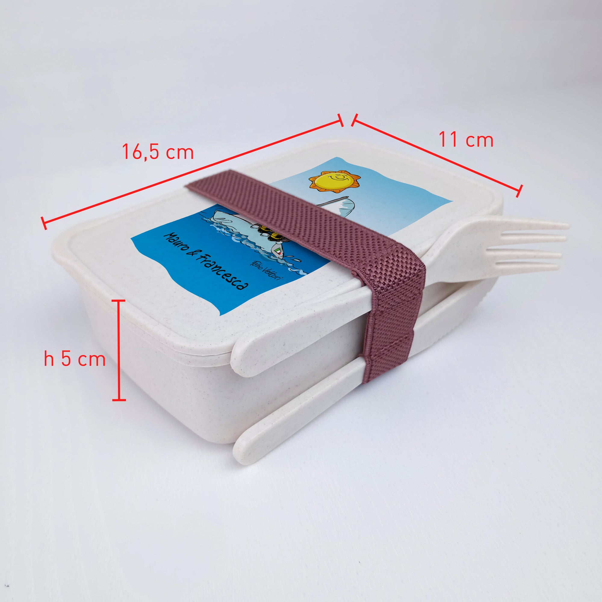 Scatola Porta Pranzo con Fascia Porta Posate Personalizzata soggetto "Vela"