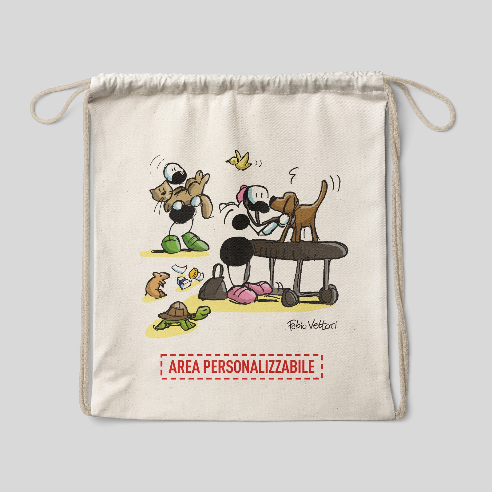 Sacca zaino personalizzata in cotone soggetto "Veterinari"