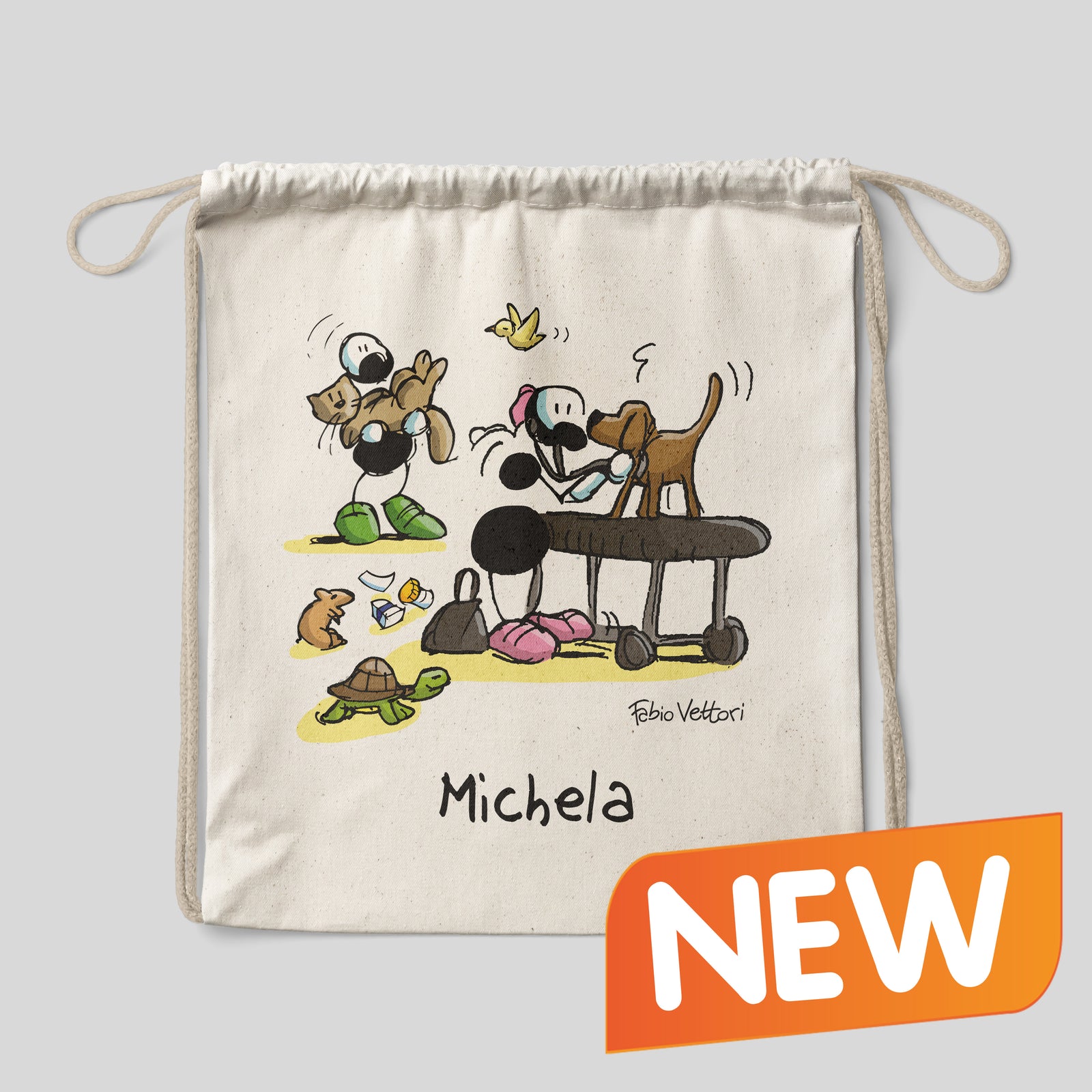 Sacca zaino personalizzata in cotone soggetto "Veterinari"