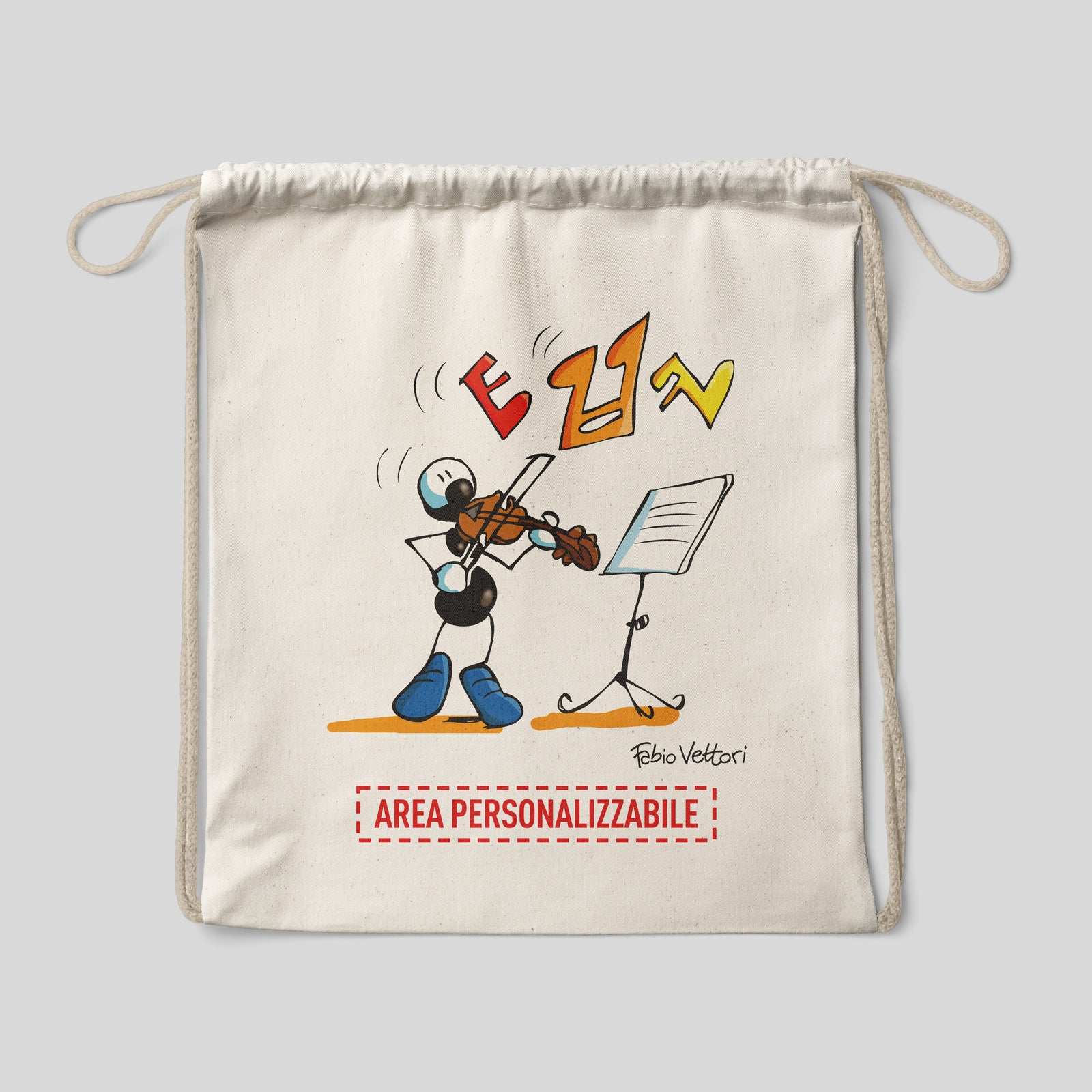 Sacca zaino personalizzata in cotone soggetto "Violinisti"