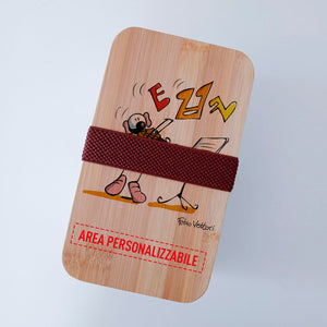 Scatola Porta Pranzo con coperchio in bambù e Posate Personalizzata soggetto "Violinisti"