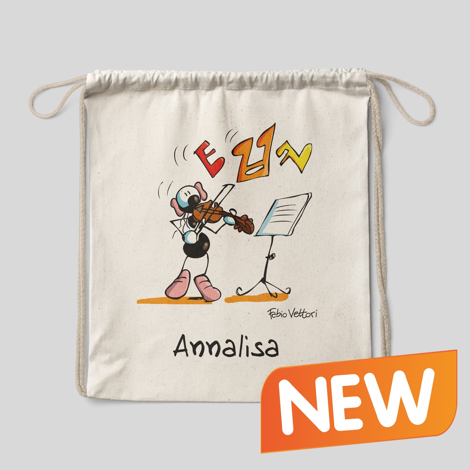 Sacca zaino personalizzata in cotone soggetto "Violinisti"