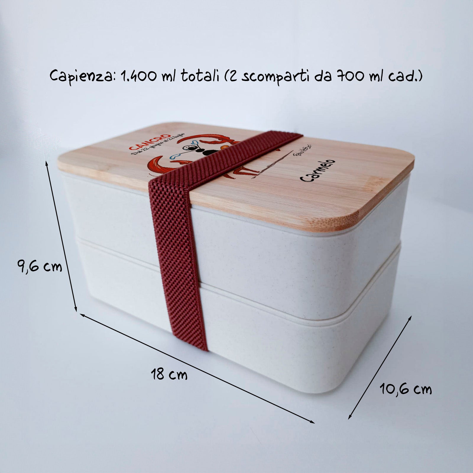 Scatola Porta Pranzo con coperchio in bambù e Posate Personalizzata soggetto "Zodiaco"