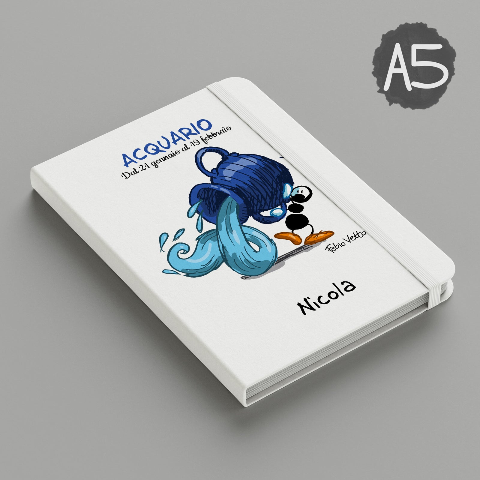 Personalized notebook with the subject "Zodiac - Aquarius"