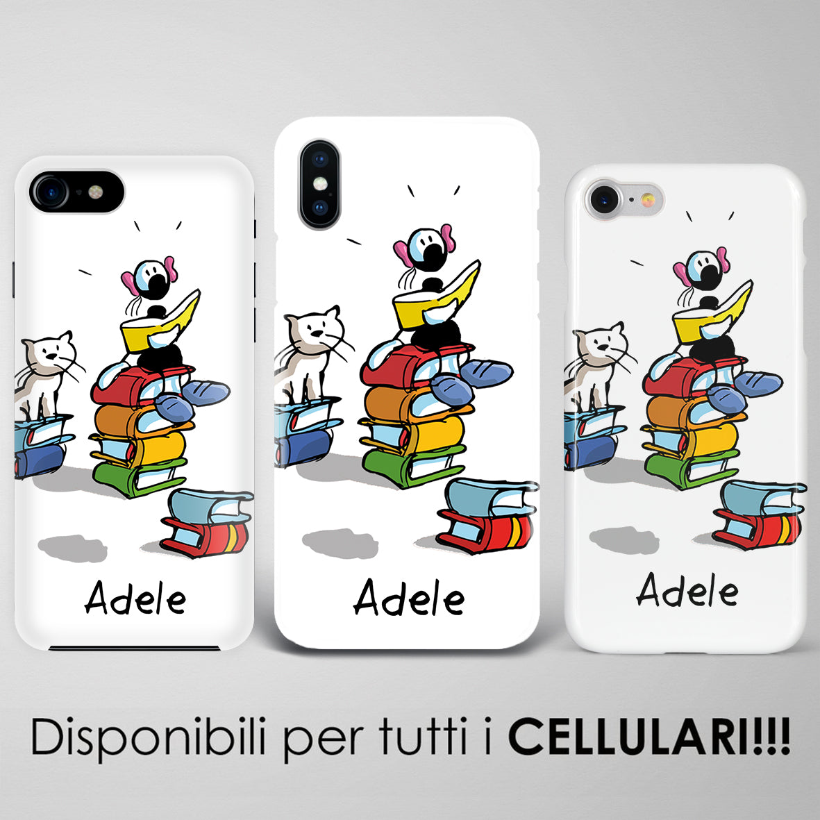 Cover artistica per Smartphone Personalizzata Libri (Femmina)