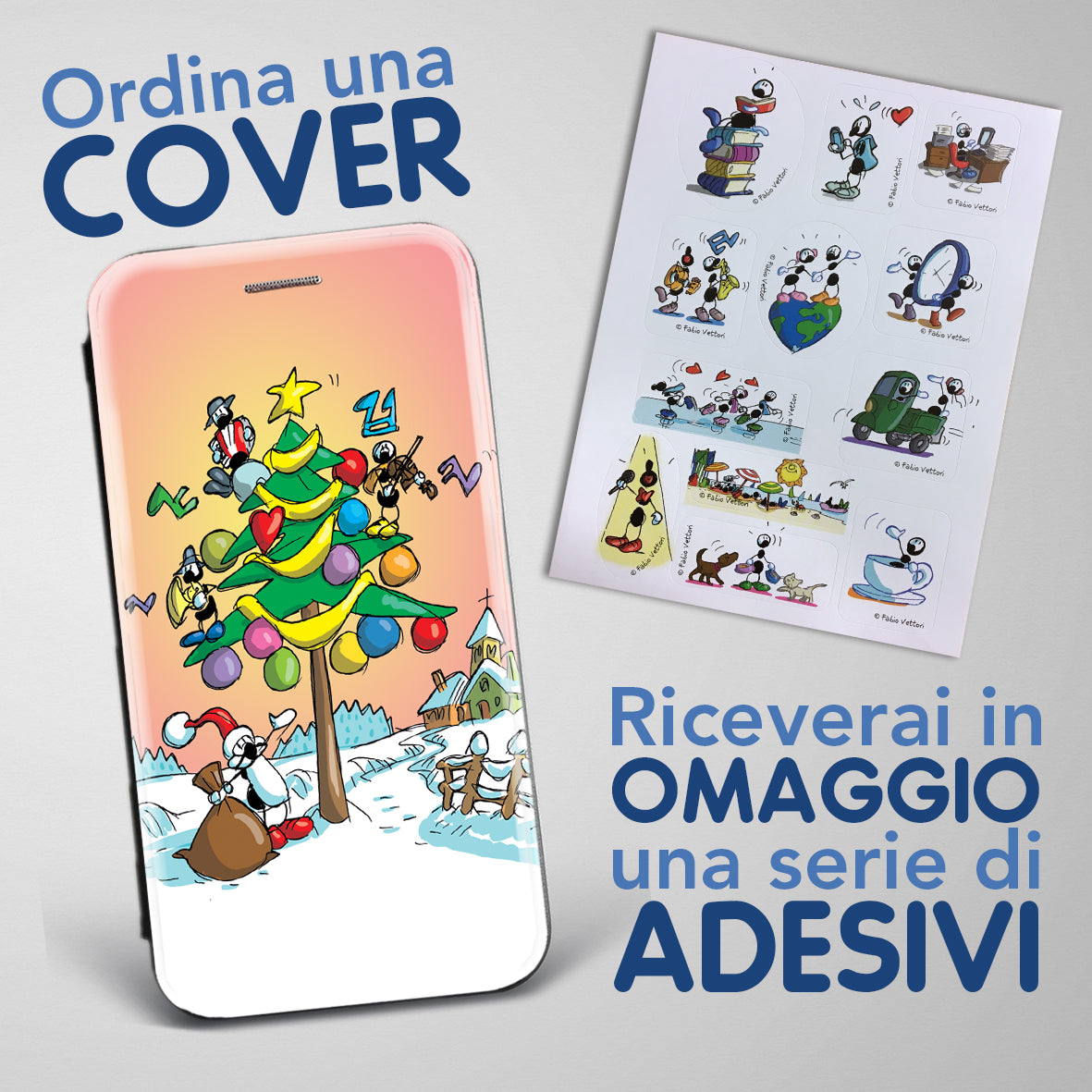 Cover artistica per Smartphone soggetto "Albero di Natale" modello con apertura "a Libro"