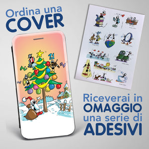 Cover artistica per Smartphone soggetto "Albero di Natale" modello con apertura "a Libro"