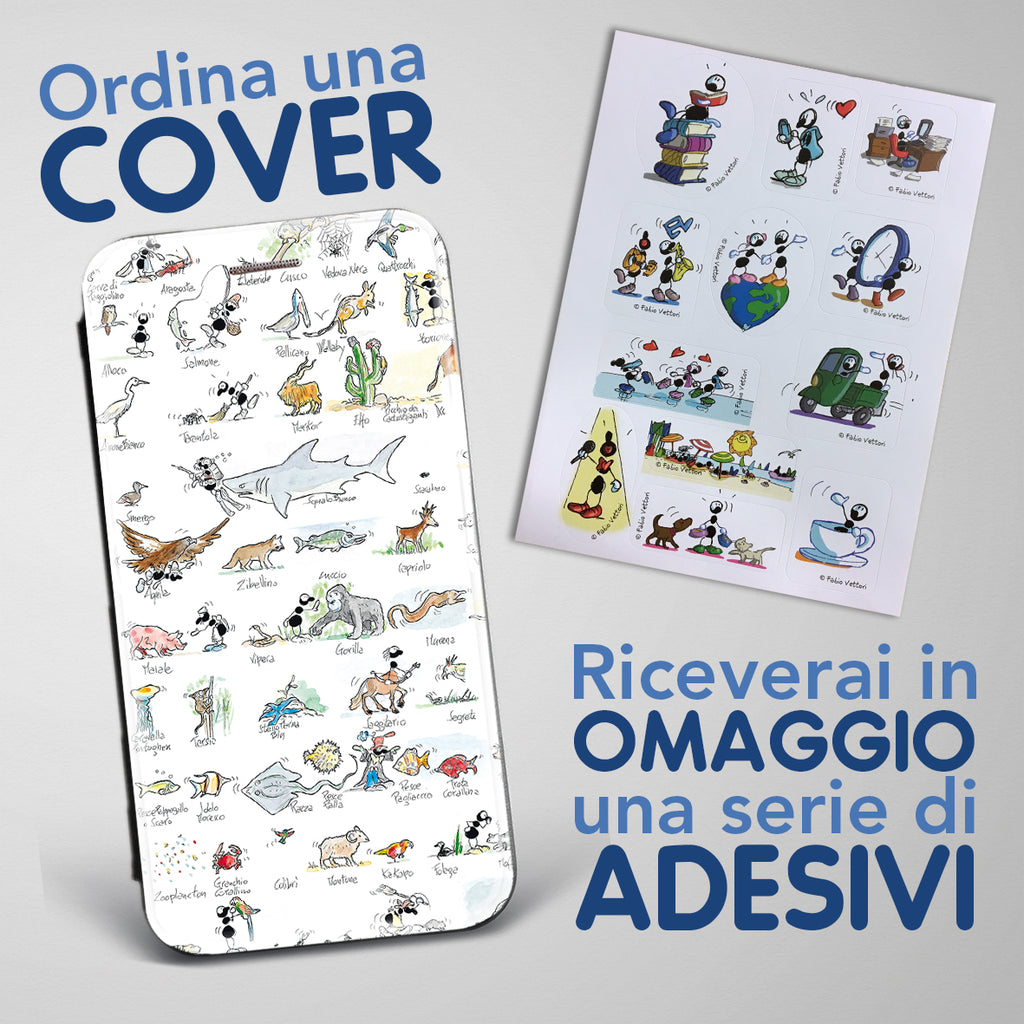 Cover artistica per Smartphone soggetto "Animali" modello con apertura "a Libro"