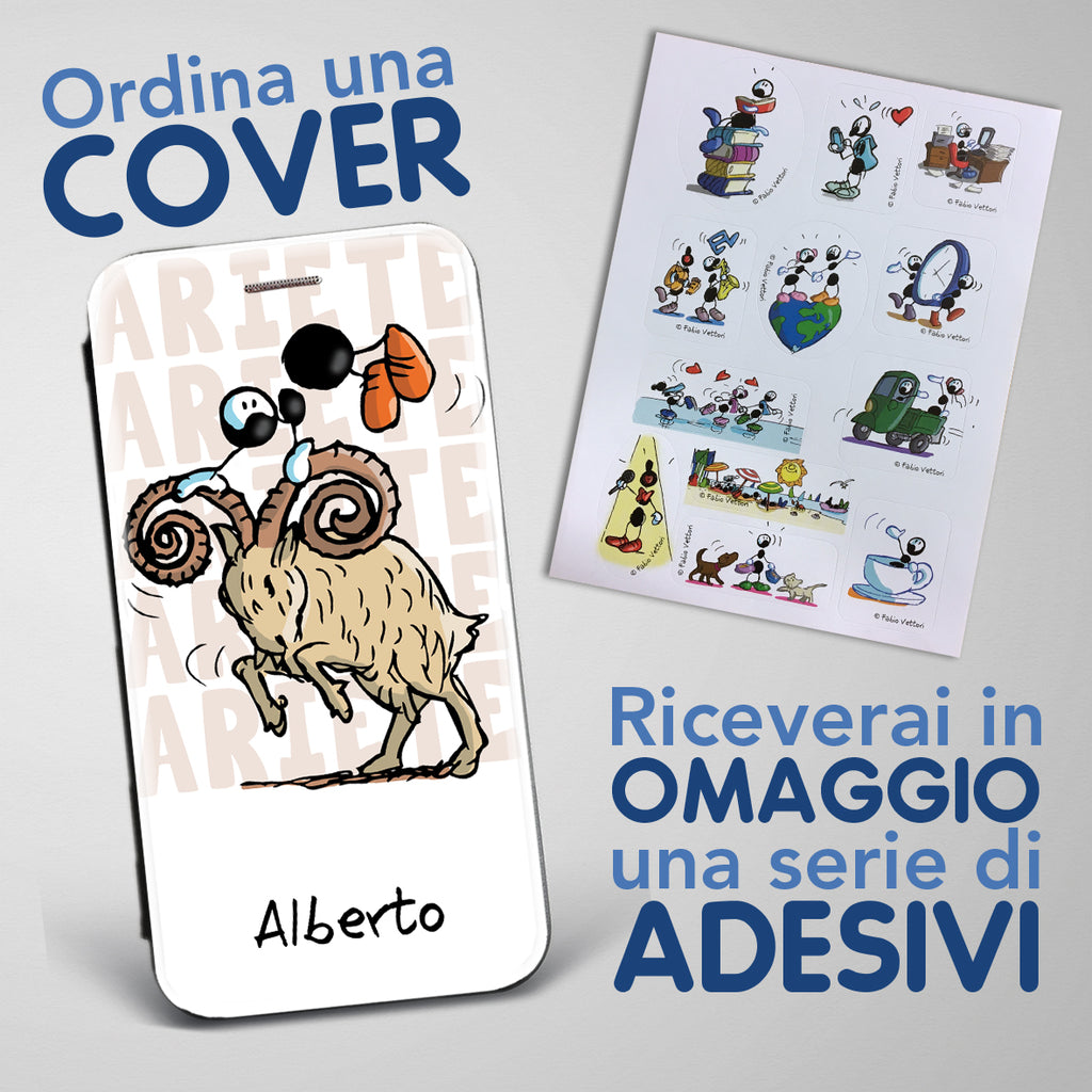 Cover artistica per Smartphone Personalizzata soggetto "Ariete" modello con apertura "a Libro"