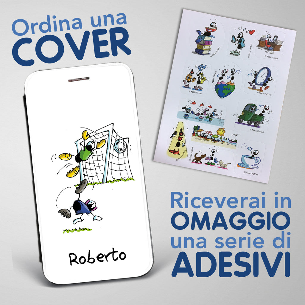 Cover artistica per Smartphone Personalizzata soggetto "Calcio (Maschio)" modello con apertura "a Libro"