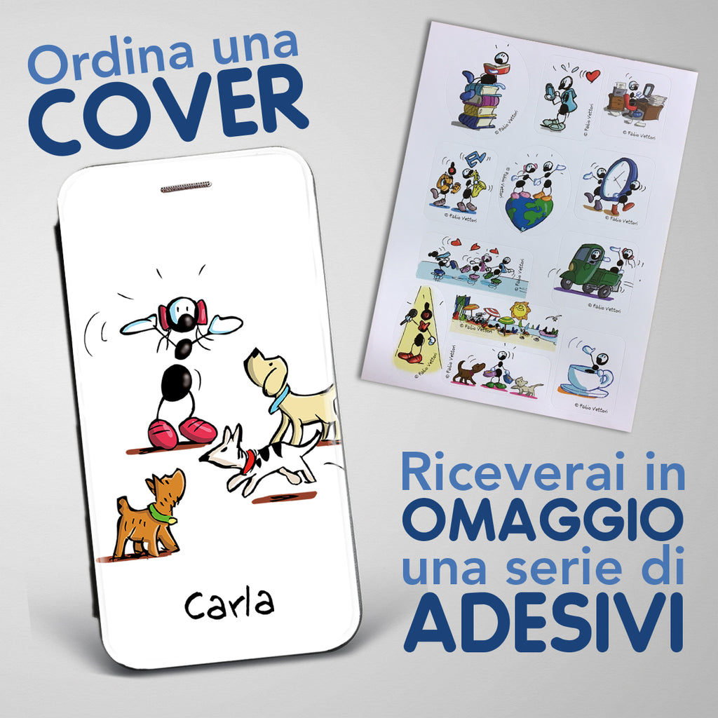 Cover artistica per Smartphone Personalizzata soggetto "Cani (Femmina)" modello con apertura "a Libro"