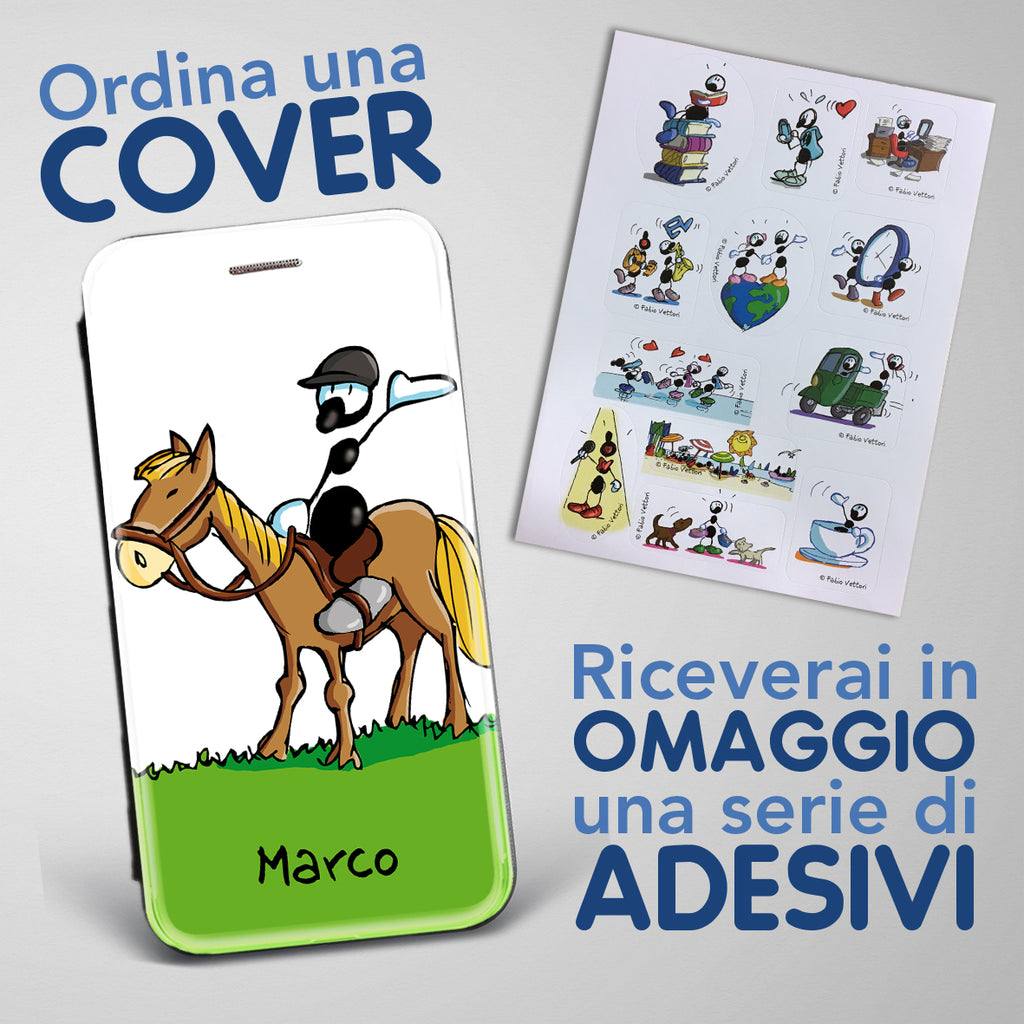 Cover artistica per Smartphone Personalizzata soggetto "Cavallo (Maschio)" modello con apertura "a Libro"