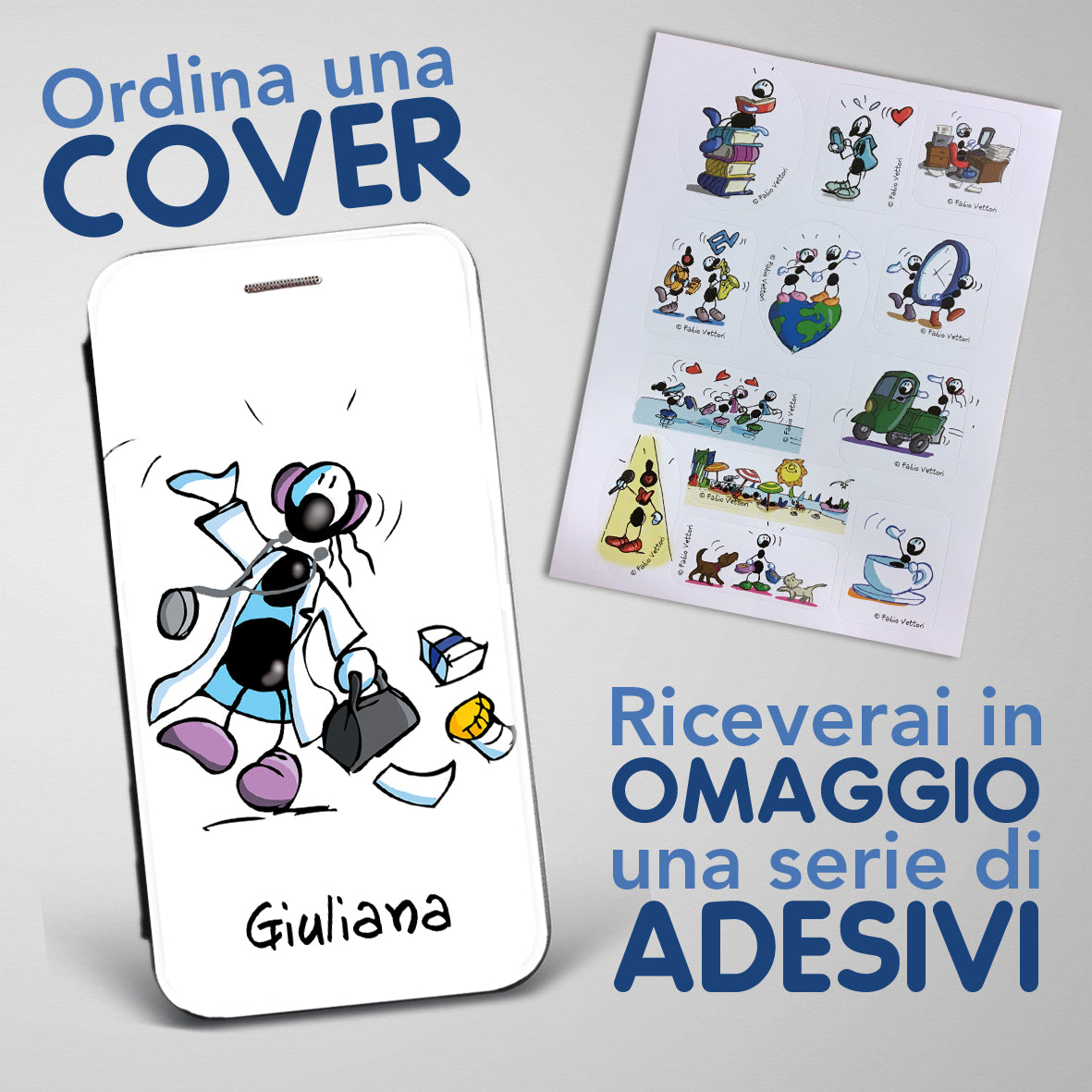 Cover artistica per Smartphone Personalizzata soggetto "Dottoressa" modello con apertura "a Libro"