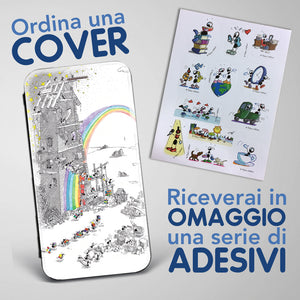 Cover artistica per Smartphone soggetto "Fabbrica arcobaleno" modello con apertura "a Libro"