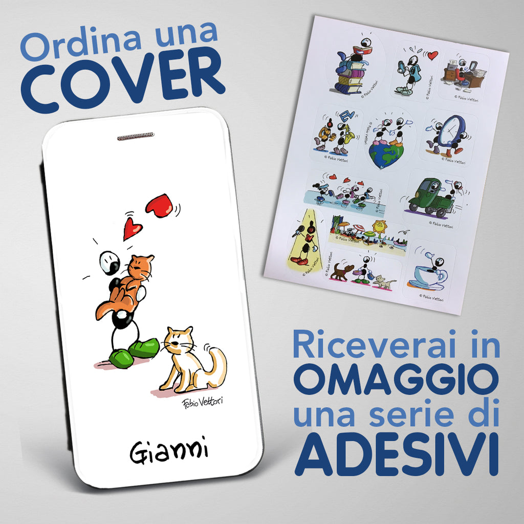 Cover artistica per Smartphone Personalizzata soggetto "Gatti (Maschio)" modello con apertura "a Libro"